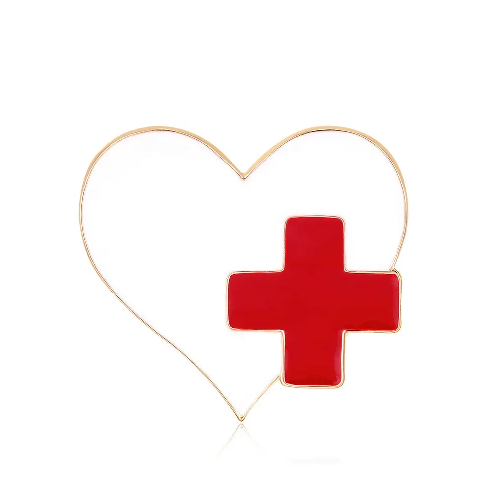 Spilla per infermiere e medico stetoscopio infermieristica croce bianca di angelo rosso dello smalto a forma di cuore battere di primo soccorso medico Spille Pins