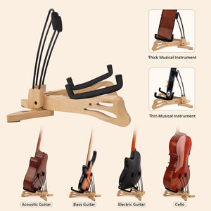 Supporto da pavimento per chitarra elettrica acustica in legno, un supporto per chitarra pieghevole con telaio regolabile per basso, violoncello, mandolino, Banjo, Ukulele - Product Image 4