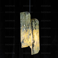 Luminaire suspendu moderne de luxe en marbre pour restaurant, design vert émeraude, lampe suspendue en pierre naturelle pour îlot de cuisine, bar