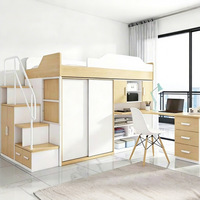 Meubles de dortoir pour étudiants, économiseurs d'espace, étagères modulaires, logement du personnel, lit mezzanine moderne en bois durable avec bureau