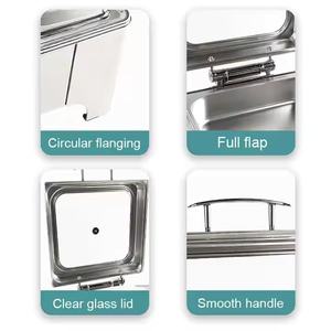 Réchaud de buffet rectangulaire en acier inoxydable Kuntai, 9L, pour traiteur d'événements de mariage, fonctionne à l'alcool ou à l'électricité, pour grands hôtels - Product Image 5