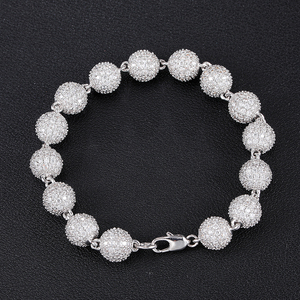 Nuovo In Ottone 10 millimetri Cubic Zirconia Choker perle di diamante della catena Degli Uomini di Hip Hop Dei Monili di perle a catena choker - Product Image 4