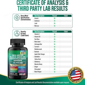 Sea Moss Black <b>Seed</b> Oil Ashwagandha Tablets Ashwagandha Root Turmeric Burdock & Ginger Vitamin C D3 Ashwagandha Capsules - Product Image 3