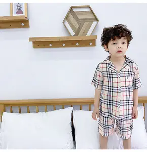 Детский летний комплект одежды с коротким рукавом, Ночная одежда, детская одежда для сна для мальчиков и девочек, летний пижамный комплект