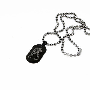 Yunnique Collar con colgante de perro del zodiaco Acuario, acero de titanio negro, joyería de regalo unisex - Product Image 5