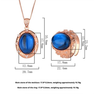 High Quality Eco-friendly Copper 13*18mm Blood Red Zircon Matte Surface Vintage Bridal Rose Gold Plated Jewelry <b>Set</b> for Women - Product Image 3