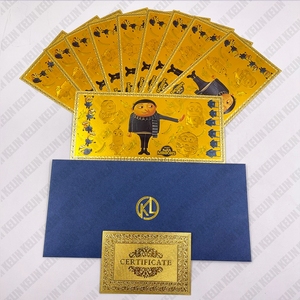 5 dessins <span class=keywords><strong>film</strong></span> <span class=keywords><strong>Minion</strong></span> dessin animé carte en plastique 24k feuille d'or plaqué carte - Product Image 2