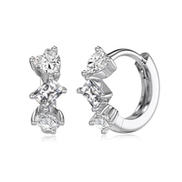 Dylam Tiny Delicate Women Jewelry Solid 925 Sterling Silver Rhodium Plated Multiple Shapes 5A Cubic Zirconia Hoop Earrings