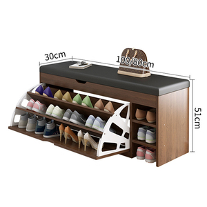 <span class=keywords><strong>Scarpiera</strong></span> in Legno Bianca ModHomi con Ante a Ribalta e Seduta Imbottita in Pelle per Spazi Ridotti Arredamento Appartamento Hotel - Product Image 6