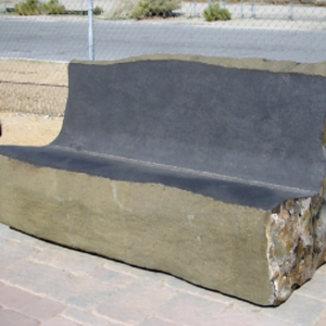 Banc de jardin robuste personnalisé avec dossier en pierre de basalte polie, bancs en pierre naturelle pour la décoration de jardin et de villa - Product Image 1