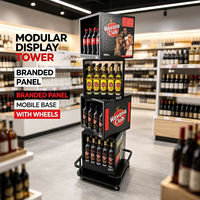 Présentoir rotatif multi-niveaux personnalisé avec éclairage intégré en métal pour boissons, alcool, vente au détail et exposition
