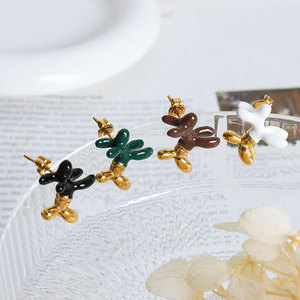 Luxury 14k 18k Gold Plated 316L Stainless Steel <b>Titanium</b> Fashion Jewelry <b>Stud</b> Dogs Earrings for Women - Product Image 2