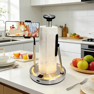 Stainless Steel Dual Power <b>Paper</b> Dispenser Adjustable LED <b>Tissue</b> <b>Paper</b> Towel Holder Stand with Suction Base for Bathroom & Home - Product Image 4