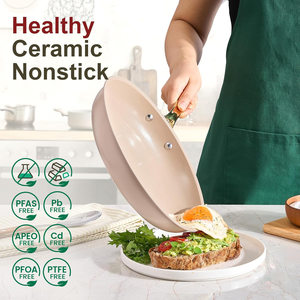 Juego de <span class=keywords><strong>Ollas</strong></span> de Cocina Antiadherentes de Aluminio Prensado de Alta Calidad, Moderno y Ecológico, de 15 Piezas, con Tapa de Vidrio, Apto para Lavavajillas y Horno - Product Image 2