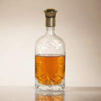 Bouteille de vin en verre ronde gravée sur mesure, 700 ml-1400 ml, pour whisky, vodka, tequila, avec couvercle, logo et couleur personnalisés