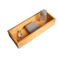 Bandeja de bambú Natural para baño, cesta de madera antideslizante para inodoro, encimera y decoración del hogar, caja de madera para inodoro