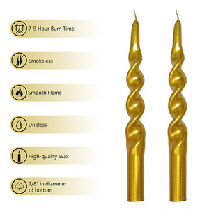 2pcs/pack Multicolor Twisted Unscente Drip Less Smokeless <strong>Gold</strong> Spiral Taper <strong>Candles</strong> <strong>Sticks</strong> for Wedding DInner Decoration - Product Image 4