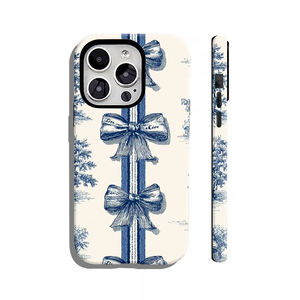 Blaue Schleife DIY TPU+PC Folie 2-in-1 Stoßfeste Handyhülle mit Handygriff für 17/16/15/14/13/12/11 Serie - Product Image 4