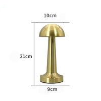 Lampe de table LED moderne à piles, contrôle tactile, gradation, température de couleur réglable 2700-6500K, Ra80, Type-C, en métal, forme champignon