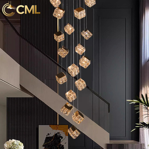 <span class=keywords><strong>Lustre</strong></span> LED moderne de luxe à hauteur réglable et à rotation longue, luminaire suspendu <span class=keywords><strong>pour</strong></span> escalier duplex, télécommande <span class=keywords><strong>pour</strong></span> villa, hall d'hôtel - Product Image 1