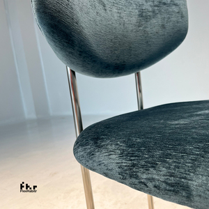 Modern Dark Green Velvet Dining <b>Chair</b> Curved <b>Back</b> Polished Silver Metal Legs for Restaurant Hotel - Product Image 4