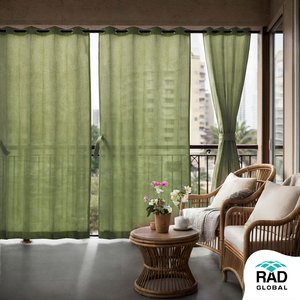Rideaux d'extérieur à œillets Bamboo Breeze 180 GSM avec un teint vert naturel doux et un tissu filtrant la lumière pour un balcon ou un patio apaisant - Product Image 2