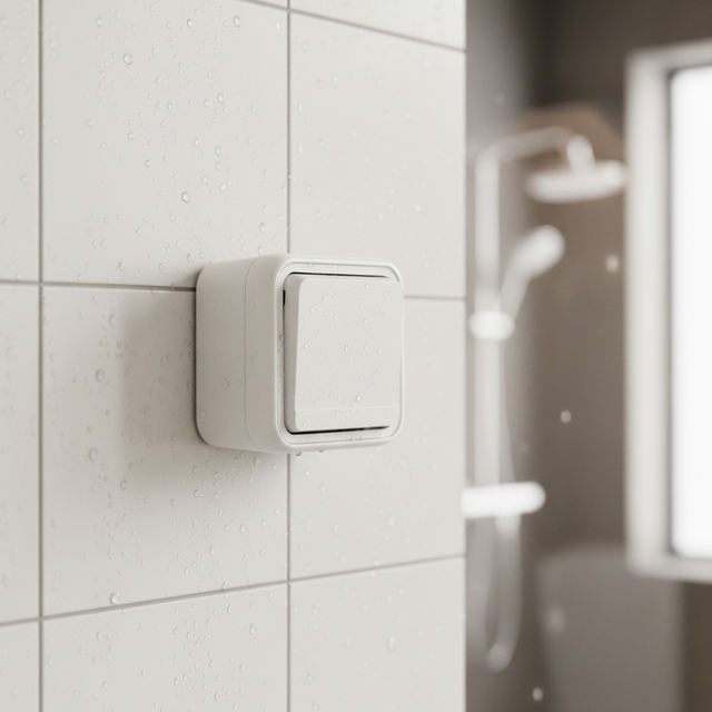 Two-Way Toggle Wall Socket 1 Gang IP54 Shielded Surface Fitted 16A 250V Control for Modern Courtyard Lighting Hubs