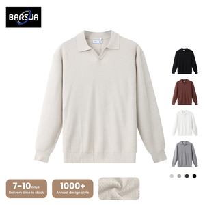 Suéter de Punto Minimalista Versátil de Invierno, Suéter de Punto Liso Moderno para Hombre, Estilo <span class=keywords><strong>Italiano</strong></span> de Lujo, con Cuello - Product Image 1