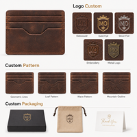 Porte-cartes en cuir marron vintage, portefeuille fin avec aspect cuir vieilli et encoche géométrique pour le pouce, idéal pour les collections de marques de détail