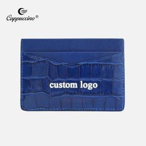 Portefeuille de luxe personnalisé en cuir à motif de crocodile véritable unisexe mince et minimaliste porte-cartes de crédit porte-cartes d'identité - Product Image 1