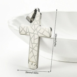 Pendentif croix irrégulière en acier inoxydable pour collier, pour hommes et femmes, chaîne tendance, breloques, bijoux religieux, cadeau - Product Image 2
