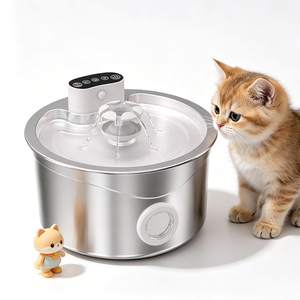 Durable Stainless Steel Pet Drinking Fountain Non Slip Base <b>Removable</b> Filter Pet Water Bowl - Product Image 1