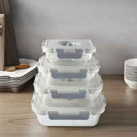Conteneurs de conservation alimentaire en verre sous vide de haute qualité, bocaux de cuisine en silicone pour animaux de compagnie, couvercles, compatibles micro-ondes, camping, logo personnalisé en vrac