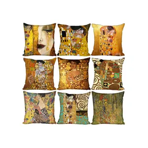 Gustav Klimt Pintura A Óleo Fronha Padrão Ouro Impressão Capa de Almofada Almofadas Decorativas Sofá Tampa Da Cadeira Fronha Do Vintage