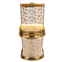 Salle de bain de luxe Wc siège de toilette chinois or et blanc cuvette de toilette couleur or occidental