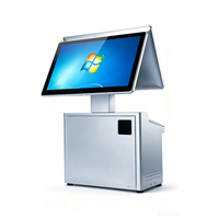 Terminal de point de vente Win11 compatible avec le système de caisse de supermarché, écran double 15,6 pouces, imprimante thermique, caméra Wi-Fi