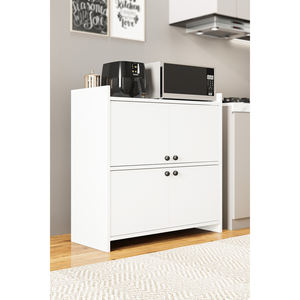 Armoire de rangement moderne multifonctionnelle à 4 portes et 5 étagères, organisateur blanc pour la cuisine et la salle de bain - Product Image 4