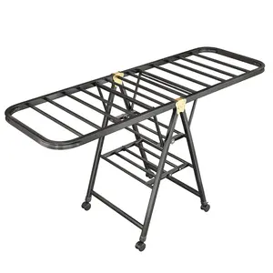 Customized 2-Tier Stainless Steel Cloth Dryer Hanger Stand Folding Laundry Clothes Drying Metal Rack for Storage Holders Racks