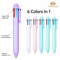 Bolígrafo Multicolor 6 en 1, Cuerpo de Plástico Transparente, Cambio Rápido de Color, Clip Portátil para Estudiantes, Material Escolar al por Mayor
