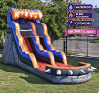 Toboggan aquatique gonflable commercial en PVC de 30 pieds, orange, qualité professionnelle, vente en gros ODM, pour enfants et adultes