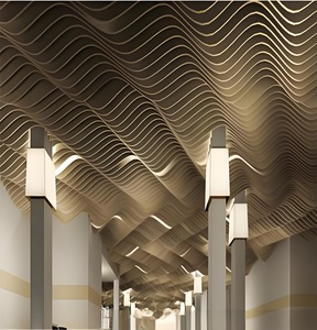 Hành lang trần trang trí gỗ cái nhìn 3D lượn sóng nhôm tấm trần kim loại đá đen Dải lưỡi <span class=keywords><strong>Pop</strong></span> trần giả thiết kế - Product Image 6