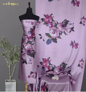 floral silk fabrics manufacturer custom printed 6A Grade Charmeuse smooth Pure 100% Mulberry Silk satin dress Fabric thailand