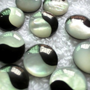 <span class=keywords><strong>Pierre</strong></span> naturelle Onyx noire et mère de <span class=keywords><strong>perle</strong></span>, pour boutons de manchette, en mosaïque - Product Image 2