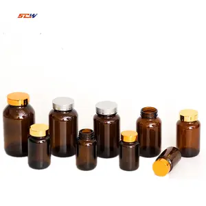 60Ml 75Ml 100Ml 100G 120Ml 150Ml 200Ml 8 Oz 250Ml 300Ml 400Ml 500Ml Kosmetik Coklat Amber Cream Kaca Aluminium Cap