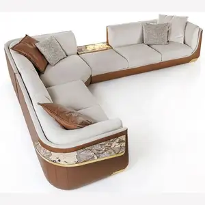 2022现代沙发套装家居转角沙发意大利l形大真皮沙发套装豪华客厅沙发