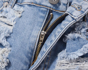 Celana jins pria populer, jins kaki lurus, robek, garis berjumbai, Antik, populer - Product Image 2