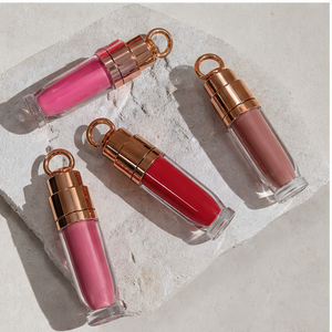 Gloss à lèvres hydratant naturel waterproof 10ml, flacon à base de vase avec anneau suspendu or rose pour un look naturel, marque privée - Product Image 4