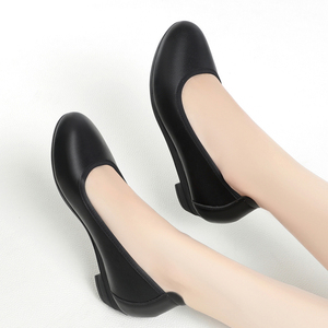 <span class=keywords><strong>Zapatos</strong></span> de Cuero Negro, <span class=keywords><strong>Zapatos</strong></span> de Mujer Nuevos, Tacón de <span class=keywords><strong>Cuña</strong></span>, Cómodos, Suela Suave Antideslizante, Punta Redonda, <span class=keywords><strong>Zapatos</strong></span> de Azafata - Product Image 2