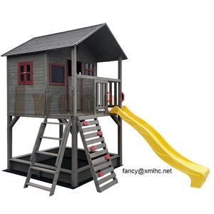 Maison de jeux en bois de sapin noir et rouge, 5 pièces, boîte à <span class=keywords><strong>sable</strong></span> coulissante, échelle d'escalade - Product Image 3