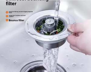 Bonde de vidange escamotable ABS anti-colmatage à pression avec panier filtrant pour évier de cuisine moderne - Product Image 4